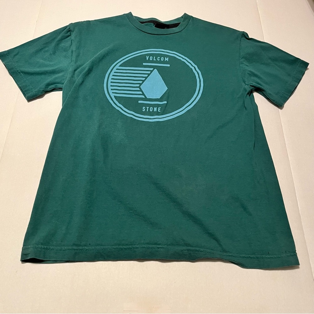 Volcom Stone Mens SZ XL Green Short Sleeve Graphic Shirt Streetwear Skater *FLAW